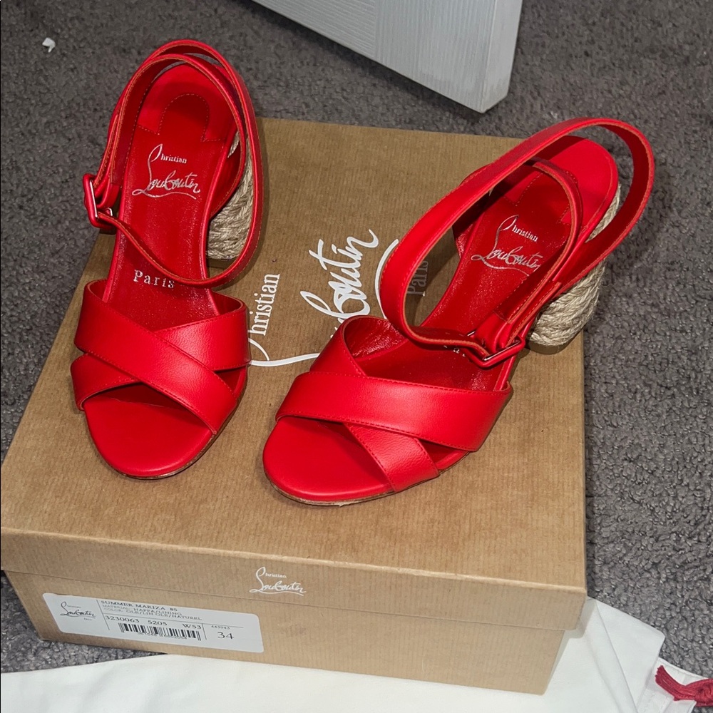 Christian Louboutin Red Espadrille Sandals